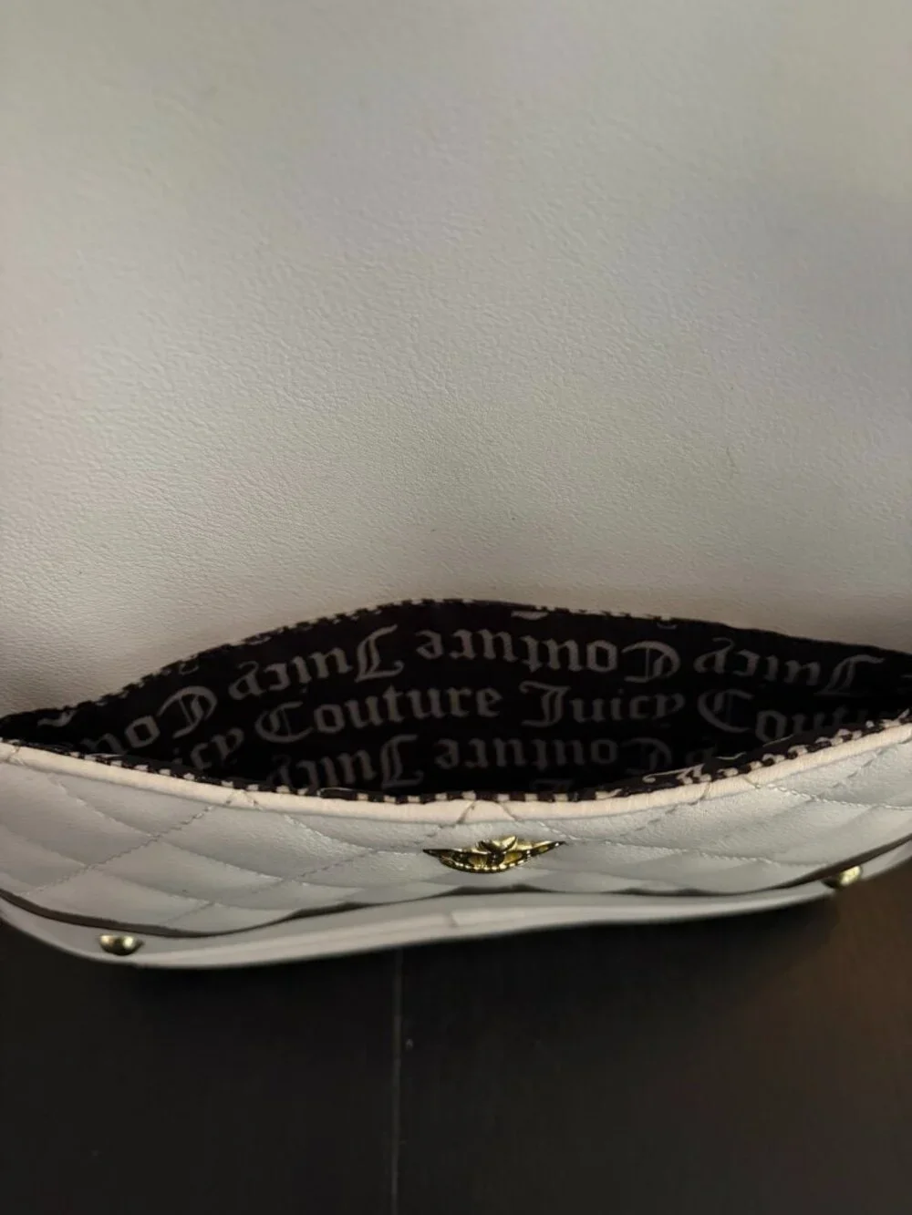 Juicy Couture White Faux Leather Quilted Small Backpack